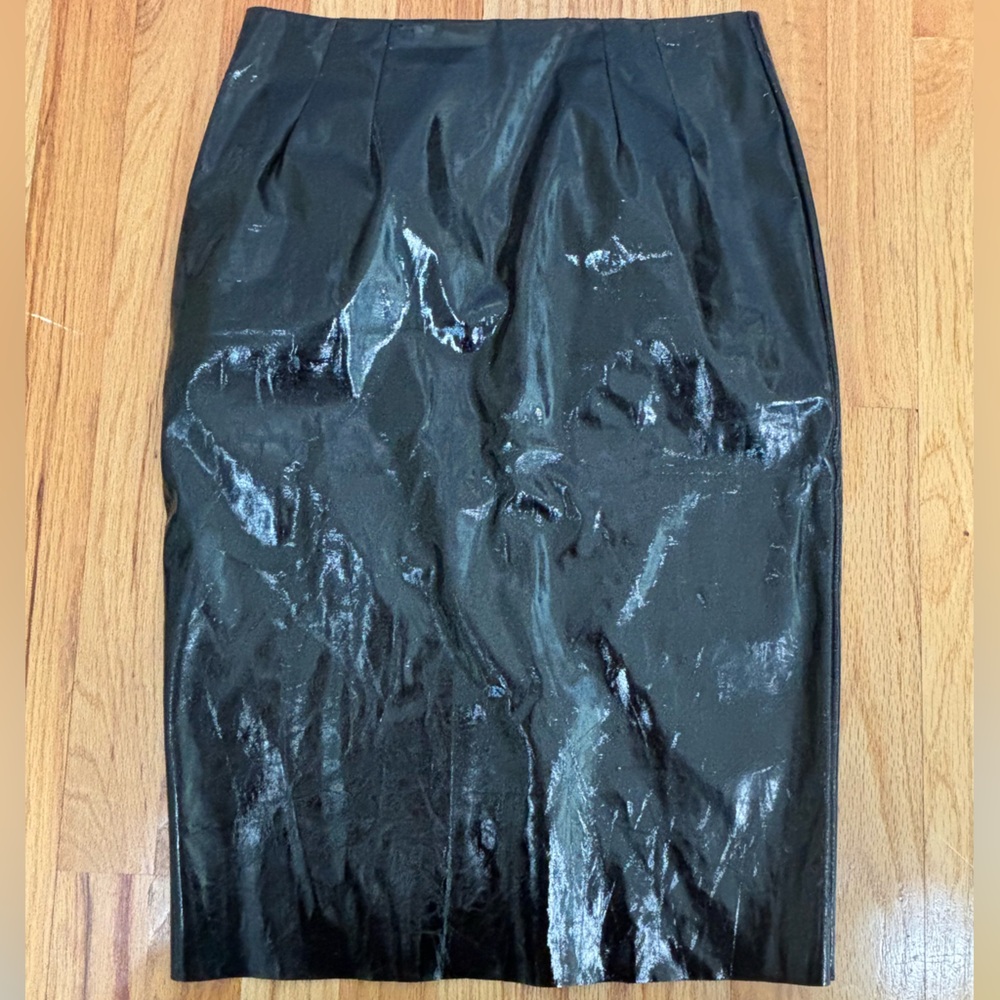 Topshop Faux Leather Pencil Skirt Black US 2 Back Slit